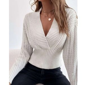 Cozy V neck wrap sweater